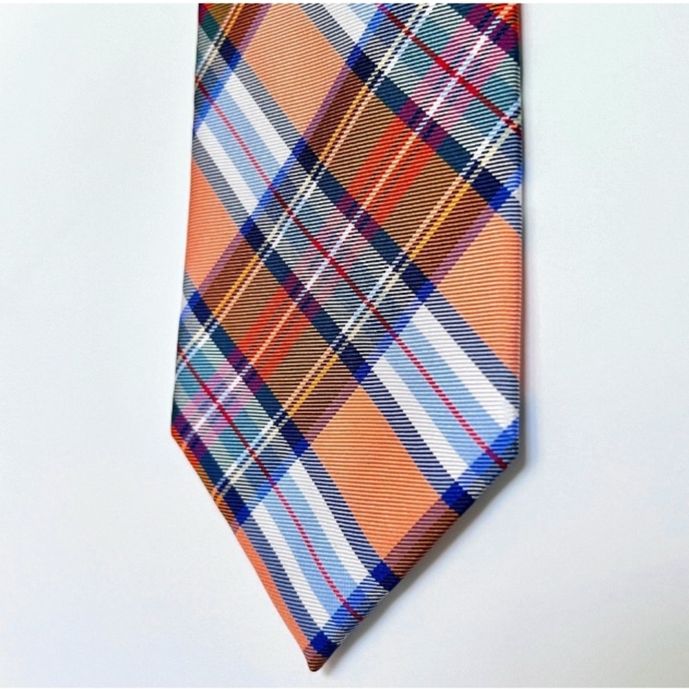 Jos. A. Bank Orange and Blue Plaid Tie